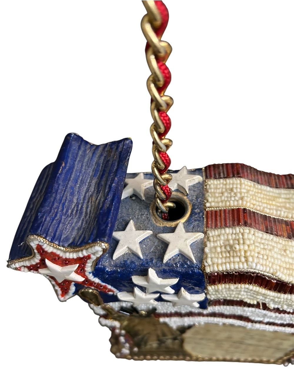 Mary Frances Red/White/Blue Americana Beaded Statue of Liberty Crossbody Bag - Picture 10 of 16